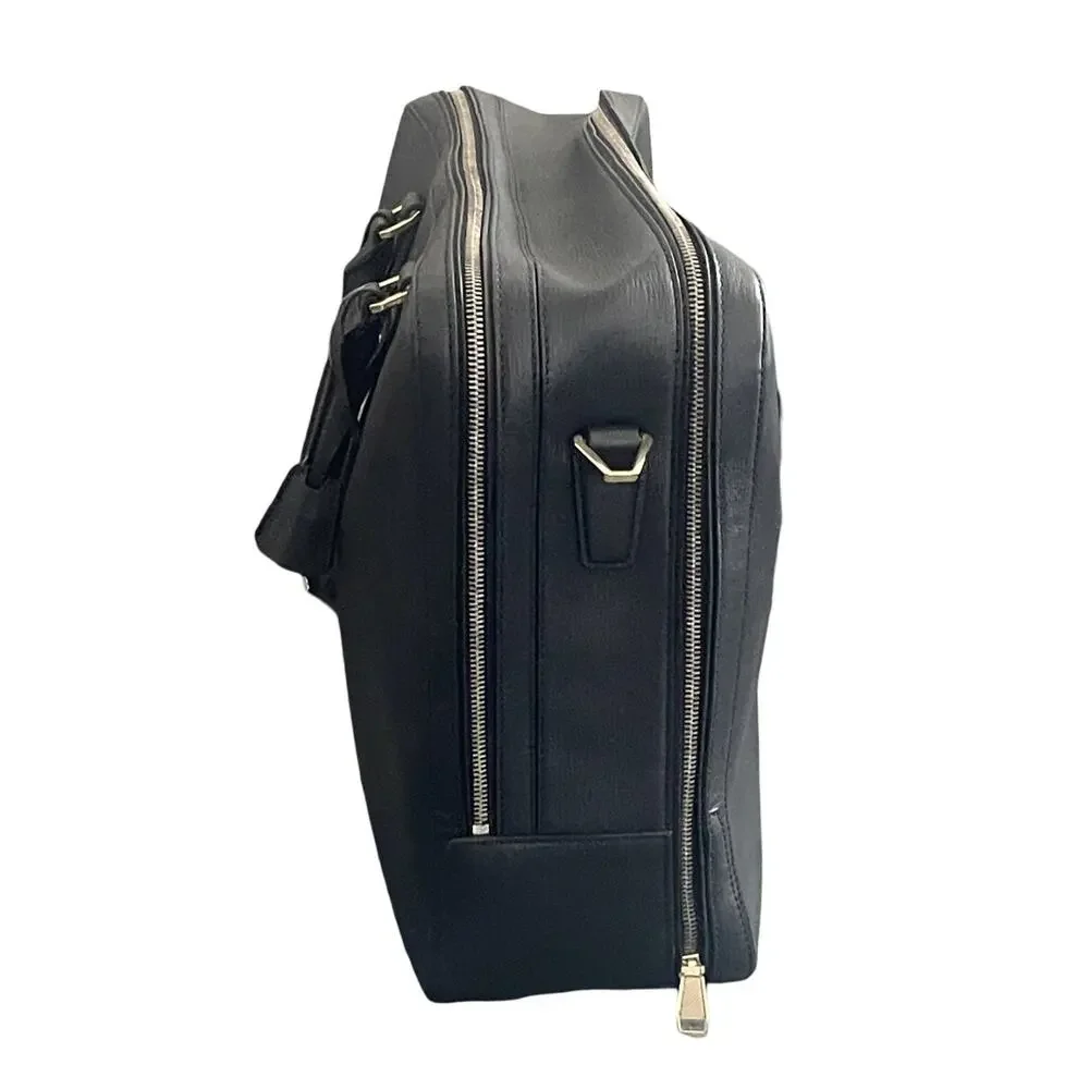 $5,500 NWT Brioni Black Grained Scratched Resistance Leather Briefcase